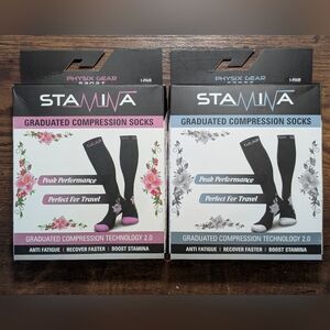 Bundle Black Floral Print Graduated Compression Socks Unisex Size L/XL